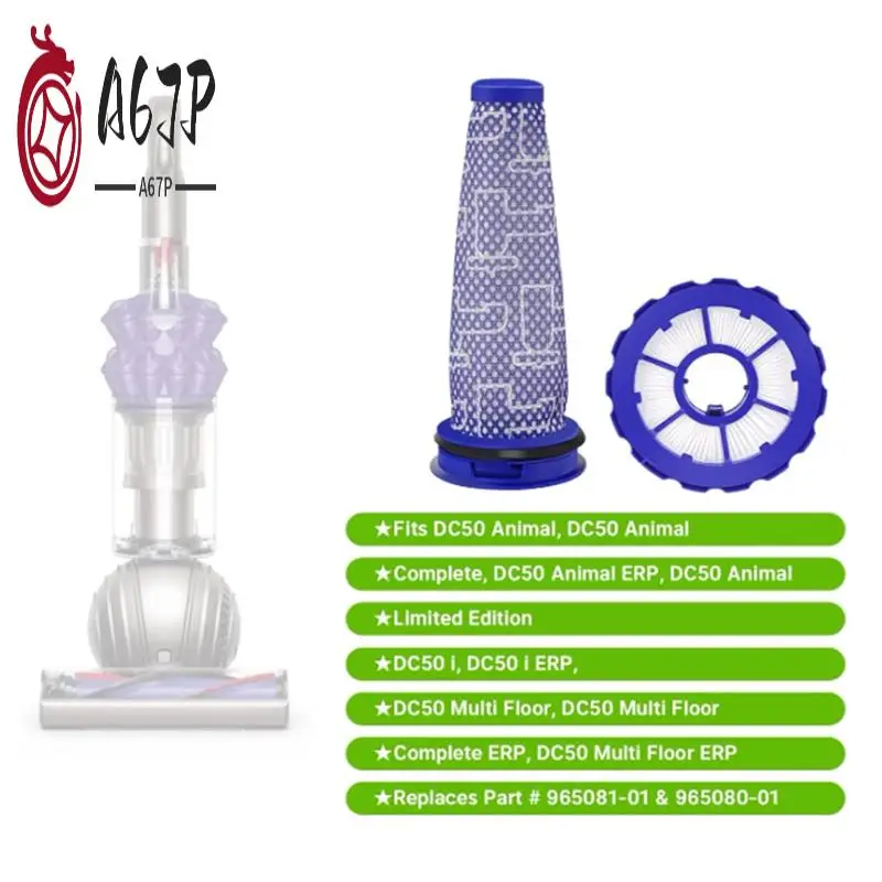 

A67P-основная роликовая щетка и набор HEPA-фильтров предварительной и после HEPA для пылесоса Dyson DC50 Dc50i UP15, запасные части