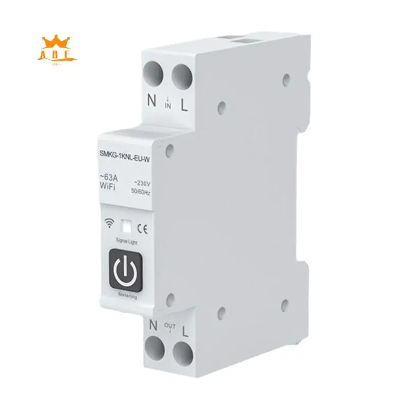 

A08E-Tuya WIFI Умный автоматический выключатель 1P + N 1A-63A Регулируемая DIN-рейка с измерением Работа с Smart Life Alexa Home