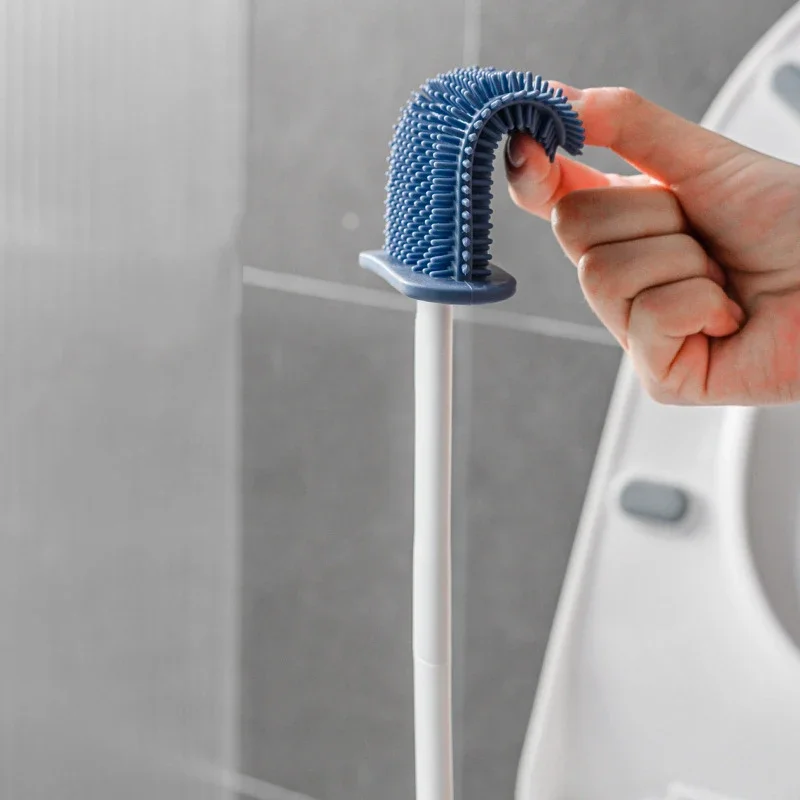 Silicone TPR Toilet Brush and Holder Toilet Bowl Brush with Holder Set Wall Hanging Toilet Brush Silicone for Floor