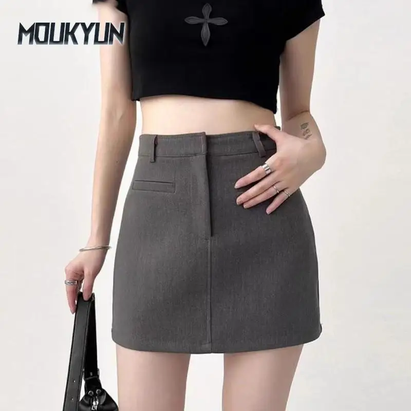 

High Waist Mini Skirts Women Elegant Simple Office Ladies All-match A-line Suit Bag Hip Skirt Korean Style
