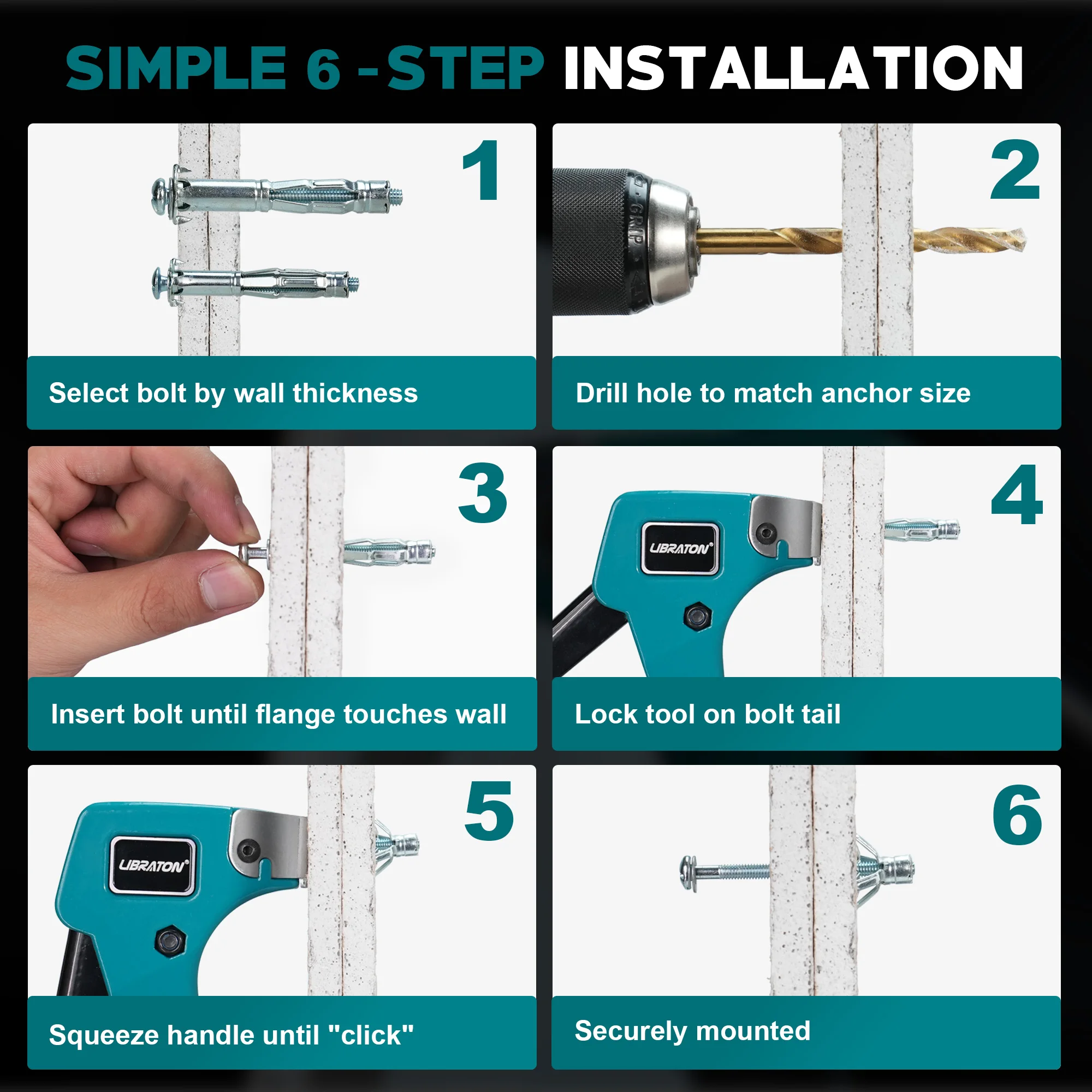 LIBRATON 30PCS Molly Bolts for - Rivet Setter Tool recension och pris