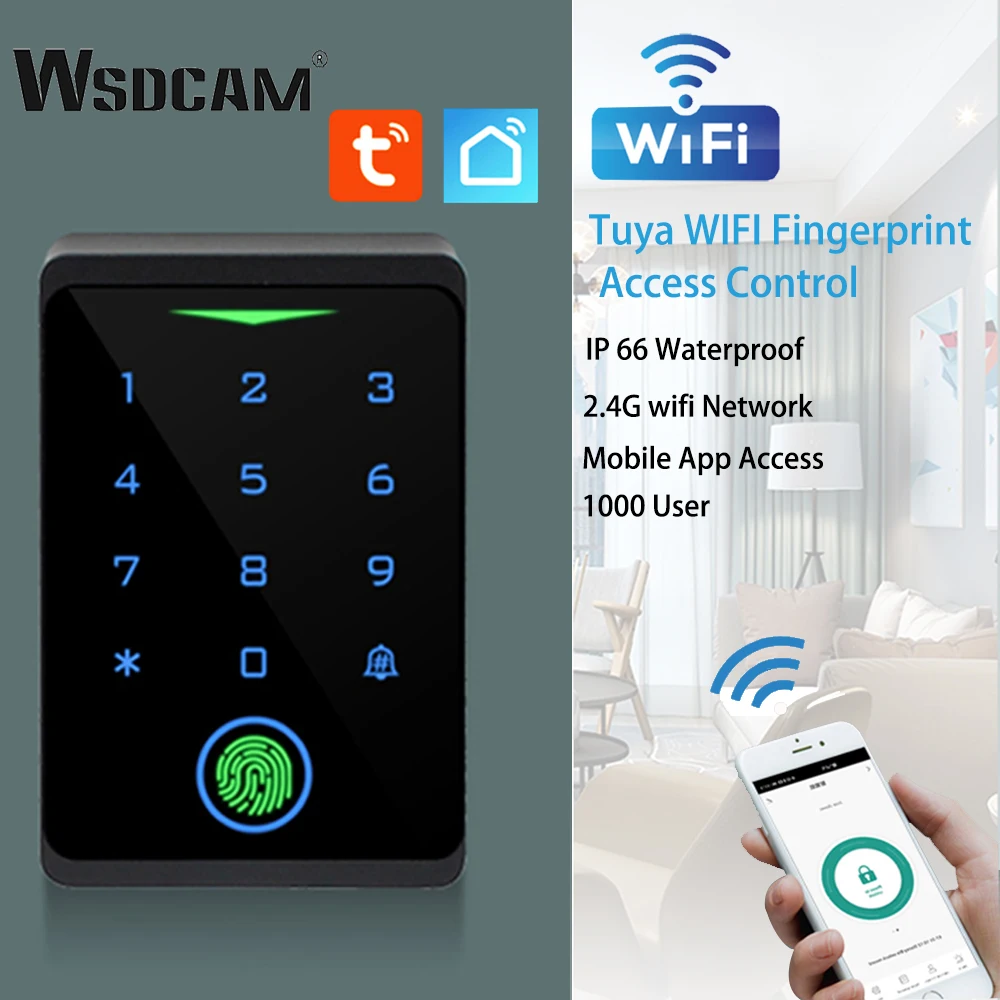 

Wsdcam WIFI Door Access Control Tuya Smart RFID Keyboard Controller Waterproof Fingerprint Password Lock APP Remote Unlock