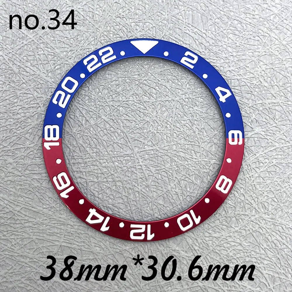 38mm * 30.6mm GMT Bezel miring keramik atau aluminium Inlay Bezel hijau biru bercahaya aksesoris alat perbaikan jam