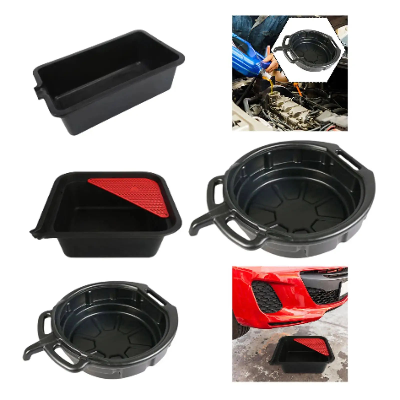 Oil Drain Pan Avoids Spill Repairing Portable Oil Drip Catcher Pan
