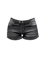 Women's Grey Denim Shorts Low Waist Mini Jeans Shorts 2000s Vintage 90s Y2k Emo Cowboy Short Pants Harajuku Clothes Summer