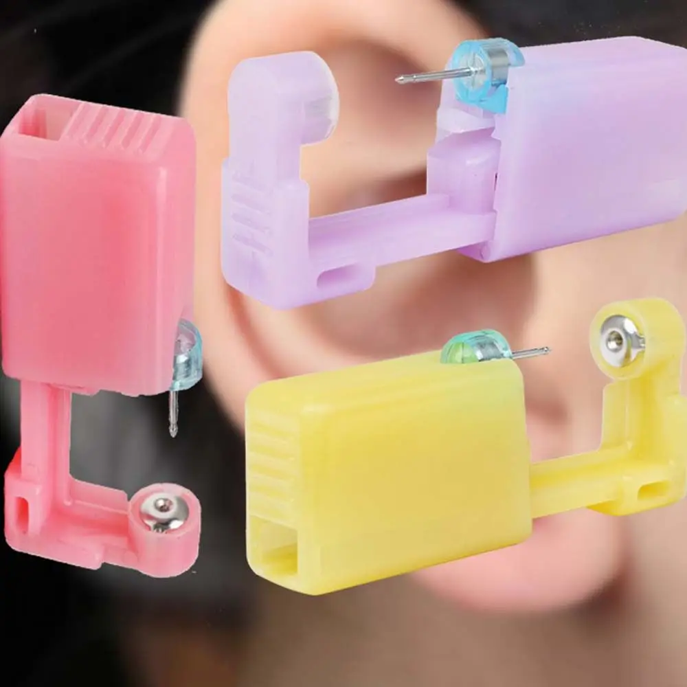 With Ear Studs Sterile Tragus Ear Cartilage Nose Helix Piercing Earring Piercer Machine Steel Disposable Nose Ear Piercing Tool