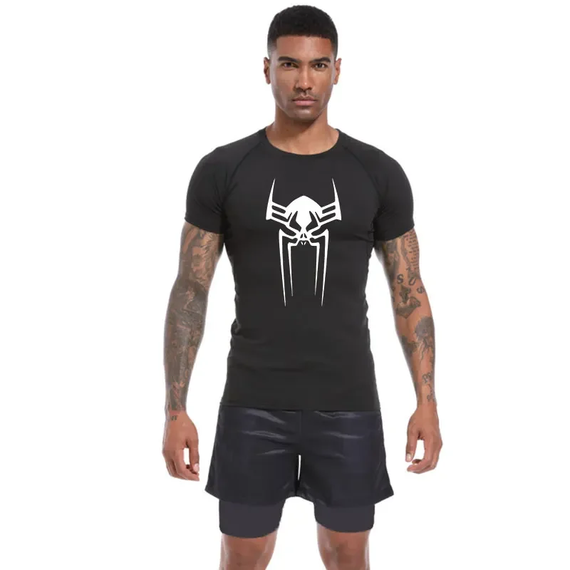 

Fitness Man T-shirt Compression Men Four Seasons vacation casual adult short sleeve spider fashion print multi-color trend