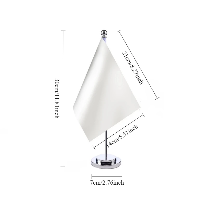 1pc Custom Table Flag with Solid Sliver Stand, Desk Flag Set, Solid High-grade Metal Flagpole, Events Celebration for Office