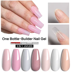 KODIES GEL 3 IN 1 Builder Nail Gel In A Bottle 15ML Nude Clear Construction Gel for Extension Semi Permanent UV Strengthener Art