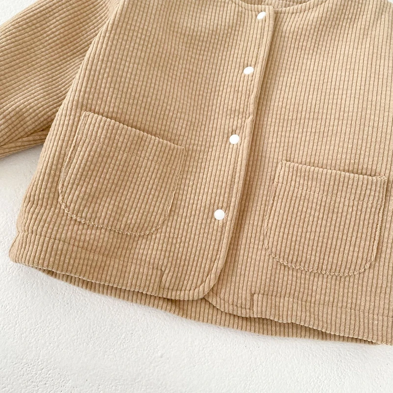 New winter baby clothing for boys and girls aged 0-3, round neck cardigan with corduroy and velvet jacket