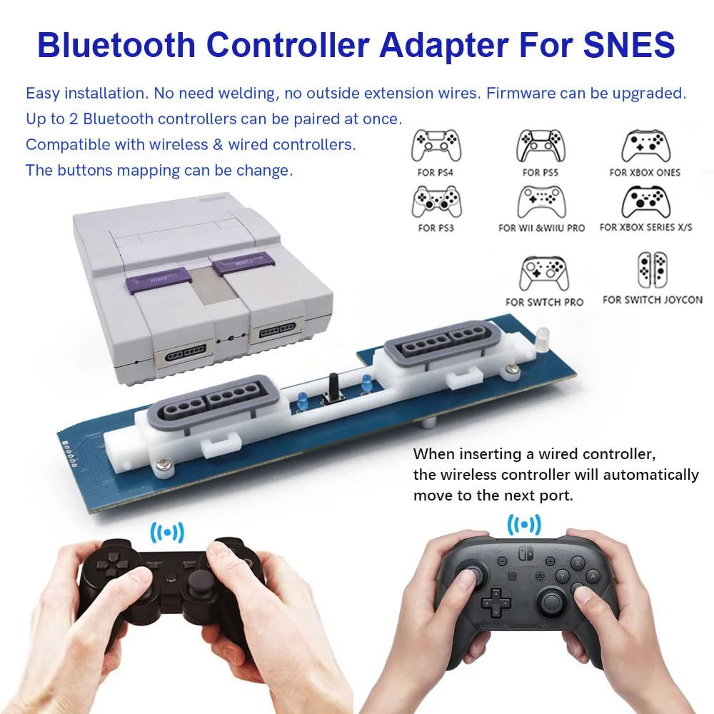 iBlueControlMod SNES Bluetooth Wireless Controller Internal Adapter For SNES Console Bluetooth Only work for US SENS