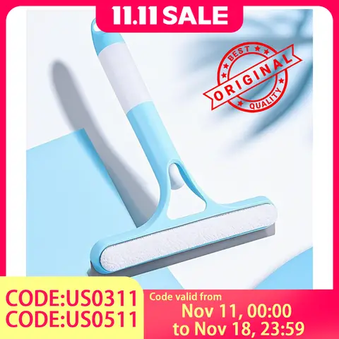 3-in-1 Window Cleaning Kit - Dual-Sided Glass Scrubber with Squeegee & Spray Bottle for Mirrors, Shower Doors, No-Streak (Blue/B