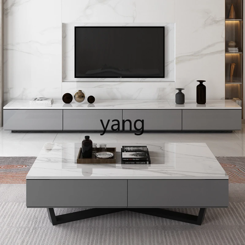 LH marble coffee table telescopic TV cabinet combination modern minimalist designer living room