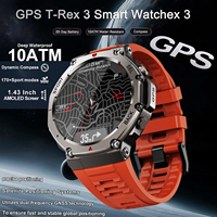 2025 New T-Rex 3 Military Smart Watch Bulit-in GPS Dual-Band Compass Altimeter 5ATM Water-Resistant Sport Fitness Smart watch