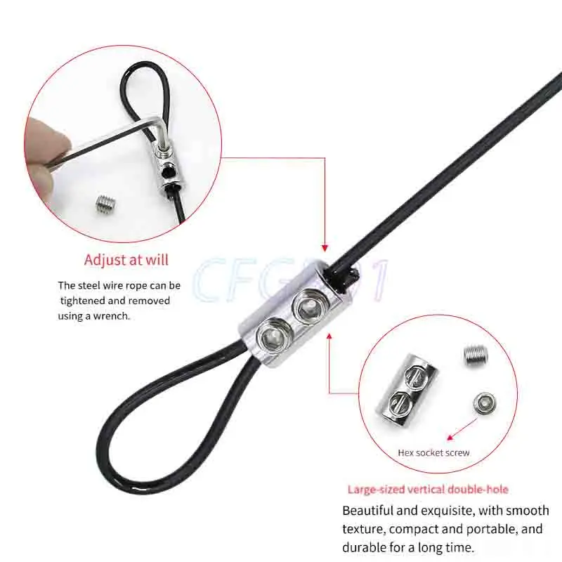 Adjustable Stainless Steel Wire Rope Lock Picture Hanger Set Colored Coated Cable Clothesline Accessories Soft Wire 3mm 0.5-3M