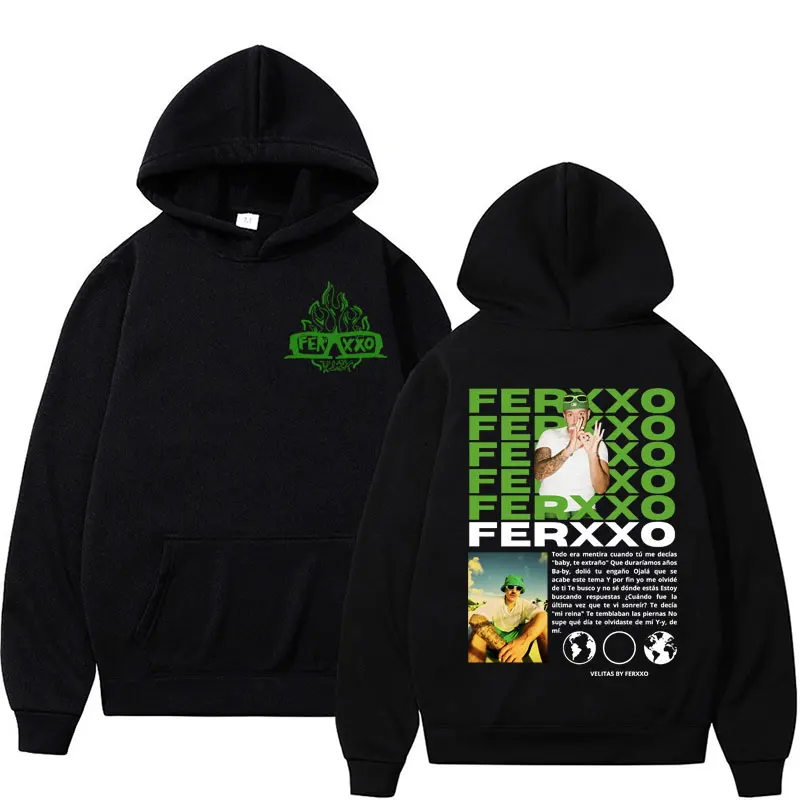 

Rapper Feid Ferxxo World Tour 2024 Album Hoodie Men's Clothing Hip Hop Vintage Sweatshirts High Quality Casual Hoodies Pullovers