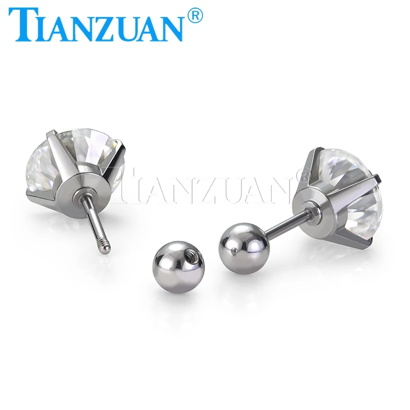 Stainless Steel Stud Earrings 8mm Round Brilliant Cut Moissanite Fashion Earrings for Women Gift