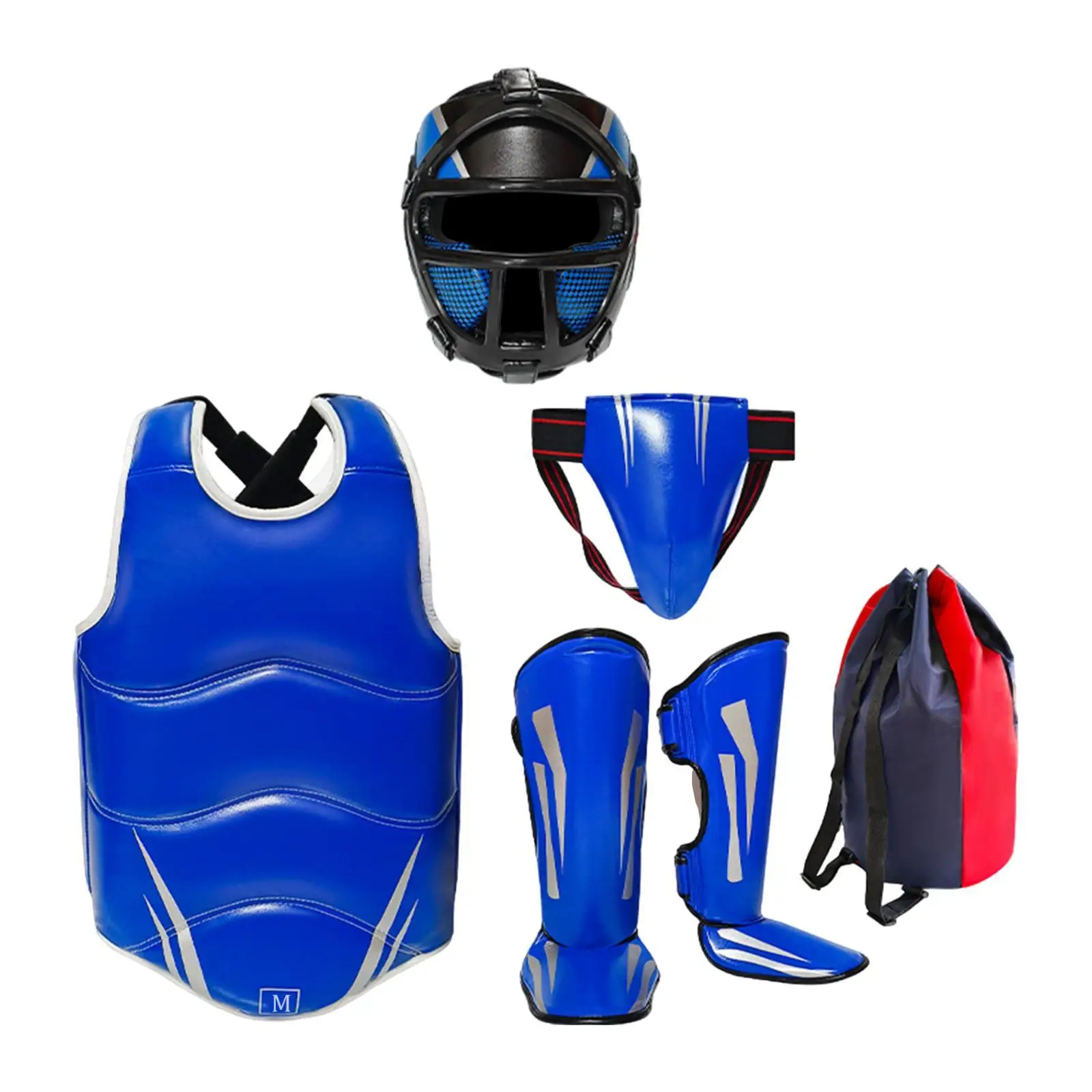 Taekwondo Protective Gear Set with Shin Guards Crotch Protector Boxing Protector for Mma Kickboxing Sparring Training Muay Thai