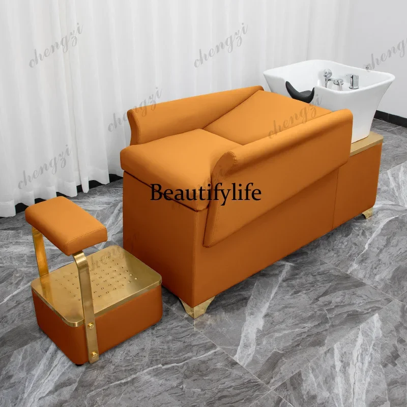 K153   Barber Shop Simplicity Shampoo Chair Shower Modern Sink Lounge Shampoo Chair Stylist PU Leather Furniture