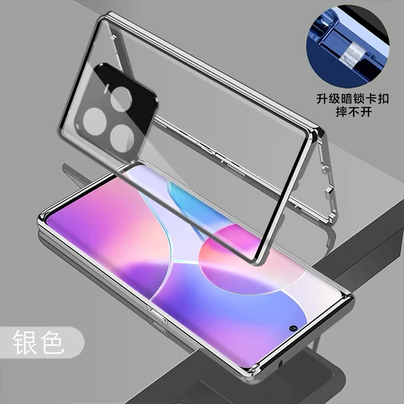 

Полный чехол 360 для Realme Neo 7, чехол для Realme GT Neo7 5G, двухсторонний магнитный адсорбционный металлический закаленный стеклянный корпус