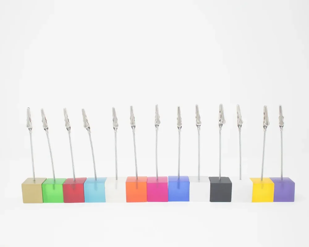 Color Cube Stand Alligator Wire Photo Clip,Memo Card Holder,Table Wedding Party Place Favor,Customized Gift Note Clamp