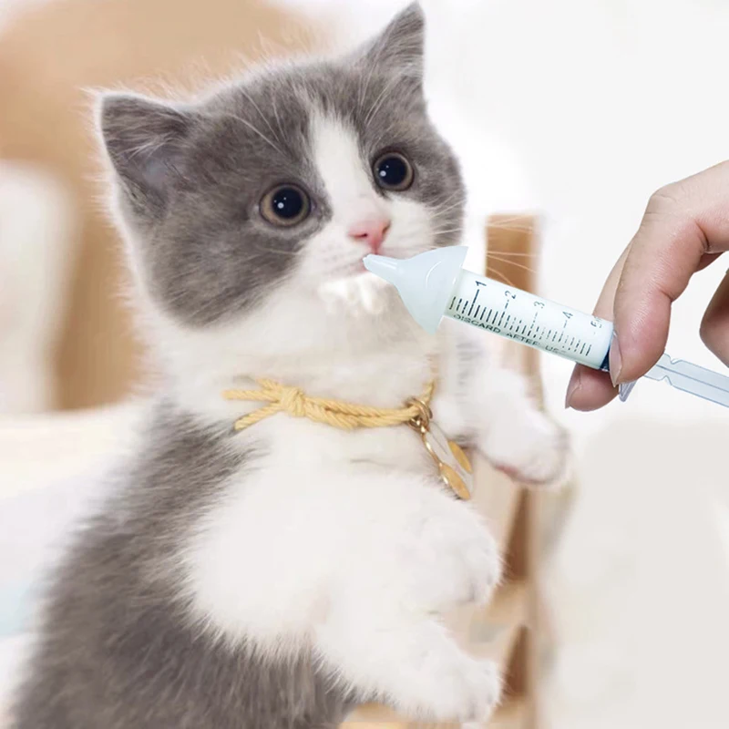 Kitten Feeding Milk Syringe Simulation Nipple Drinker Pet Cat Dog Feeder kitty Pussy Puppy Nursing Feeder Edible Silicone Nipple