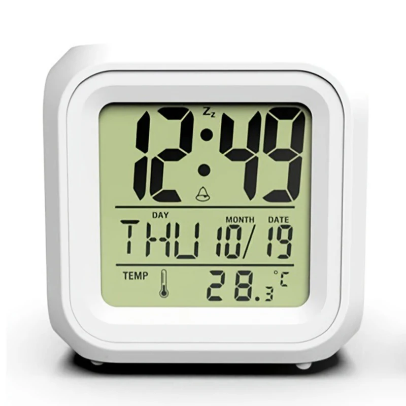 LED Digital Alarm Clock Mini Desk Cube Clock with Colorful Lights Multi-function Alarm Clocks with Calendar Temperature Display