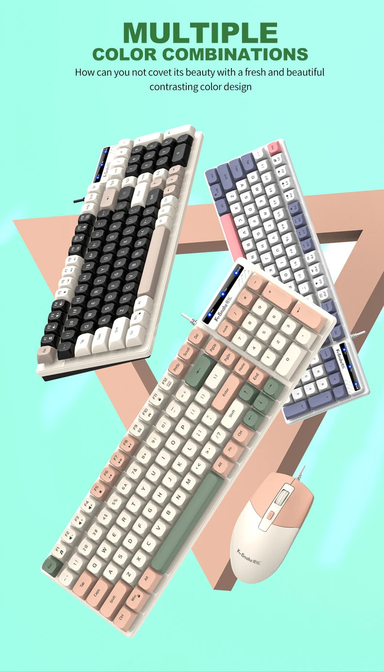 Km100 Wired Keyboard and Mouse Office Set Compatible with Desktop and Laptop Universal Computer Accessories