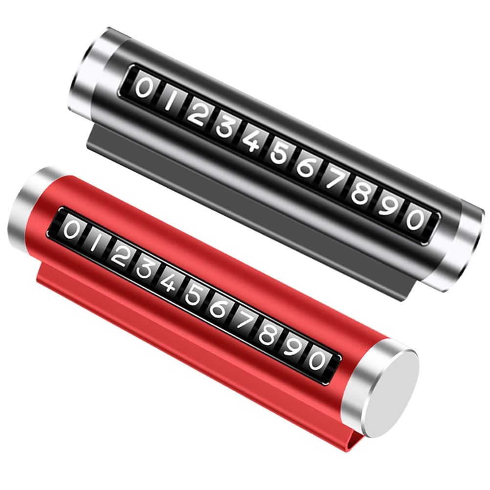 

2Pcs Car Temporary Parking Card Aluminum Alloy Sturdy Car Phone Temporary Parking Plate Flip Design Auto