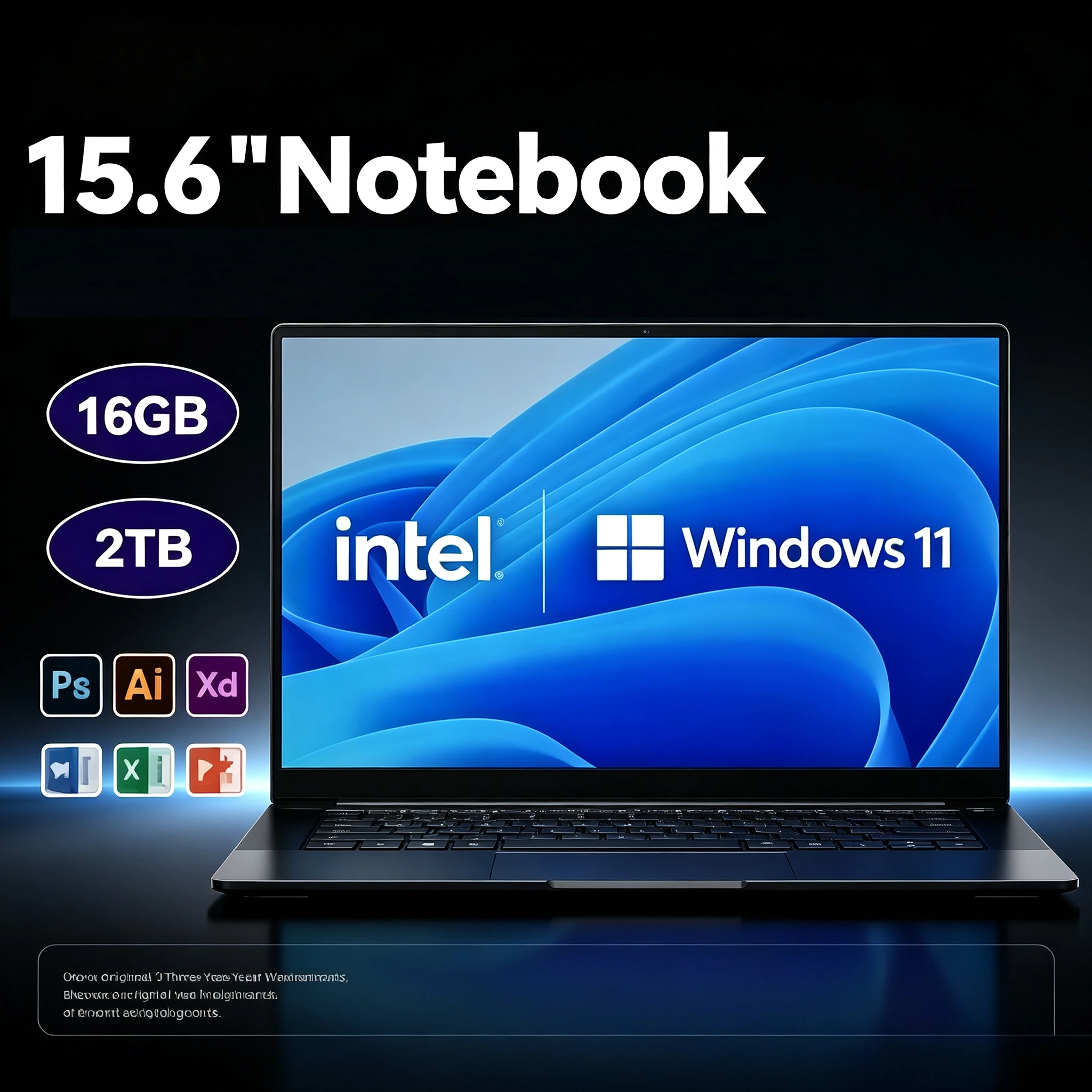 15.6INCH Computer  Intel Pentium N3700 Laptop Windows 11 16GB RAM 512GB SSD Notebook PC Portable Laptops Office Study