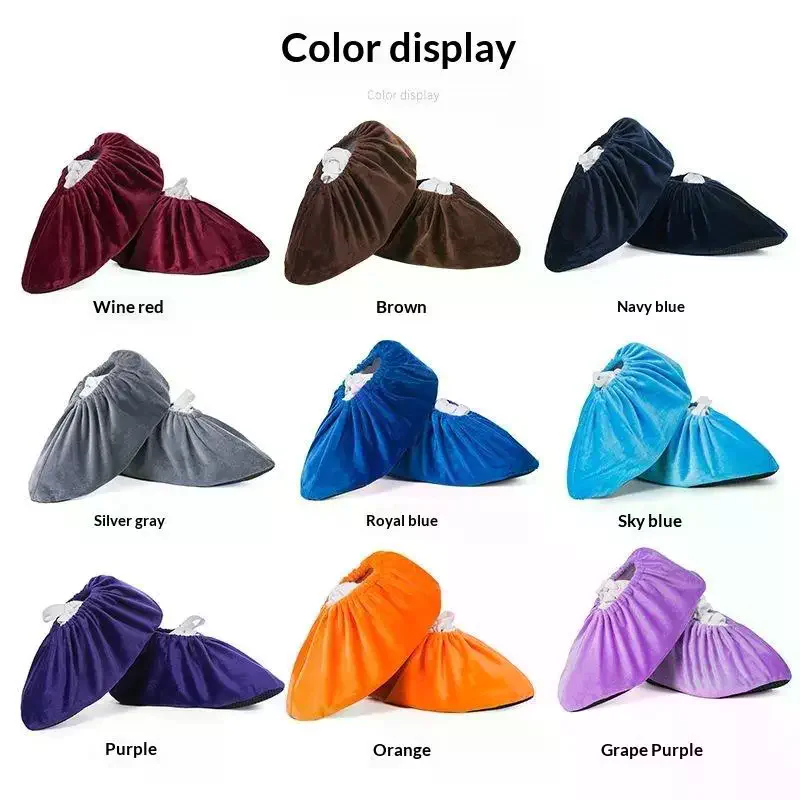 1Pair Thick Flannel Shoe Covers, Reusable Non-slip Overshoes, Indoor Floor Carpet Protector, Shoe Slipper Covers