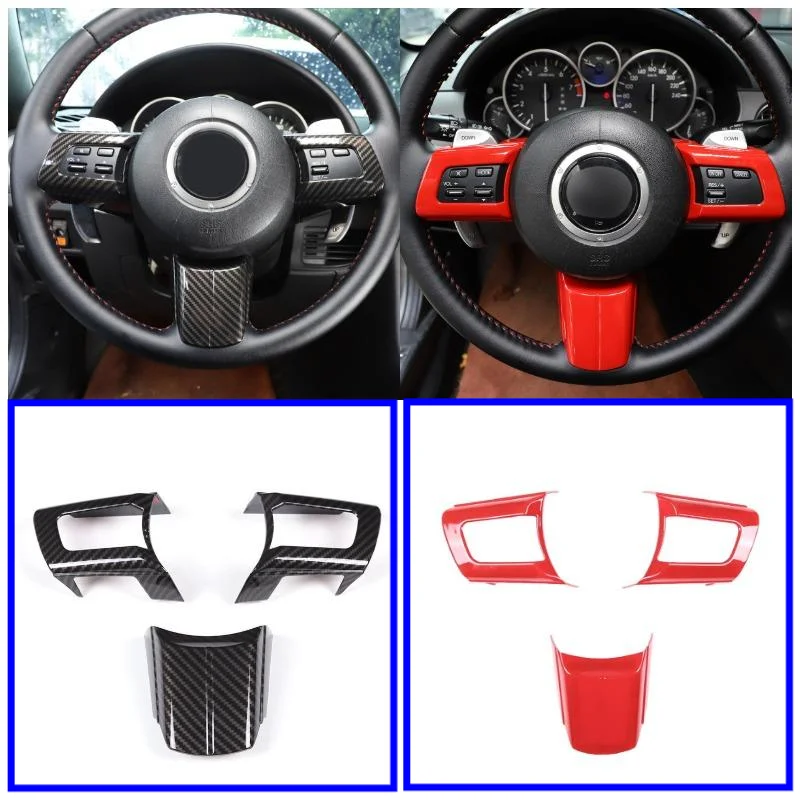 

Modification Car Accessories For Mazda MX-5 Miata NC 2009-2015 ABS Carbon Fiber Steering Wheel Button Frame Trim Decorate Cover