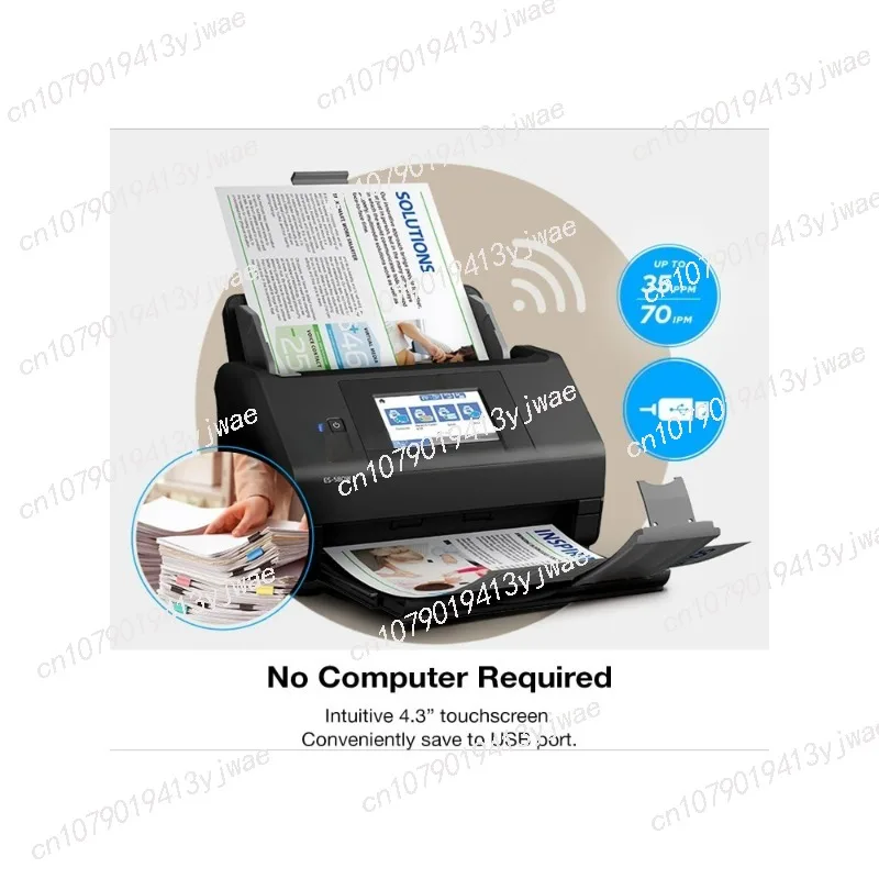 Wireless Color Duplex Desktop Document Scanner, Fit for PC, 100 Sheet Auto Document, ES-580W