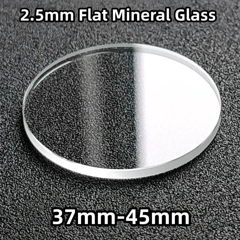 Plane Mineral Watch Glass 2.5mm Thickness Flat Round Crystal Clear Front Cover 37mm-45mm Diameter Part for Watch Repair YZC712