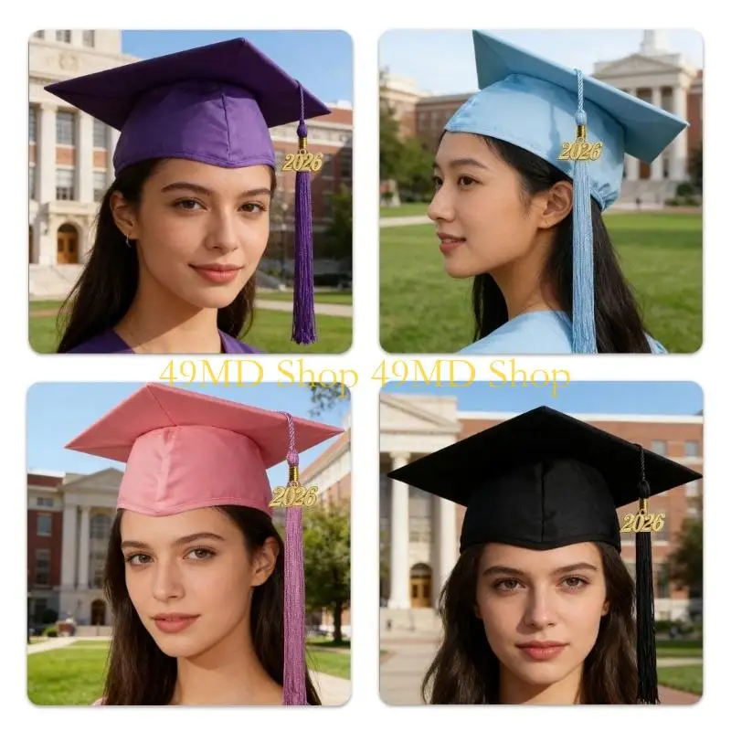 49MD Bachelor Cap for 2026 Graduation Comfortable Wear Breathable Lightweight Material Photo Props