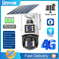 Linook V380,4K wireless 4G SIM card outdoor solar camera waterproof 360 dual lens,CCTV home security IP camera, built-in battery