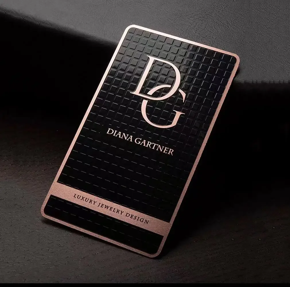 

Customizable Logo Metal Stainless Steel Business Cards with Laser Engraved Black Design