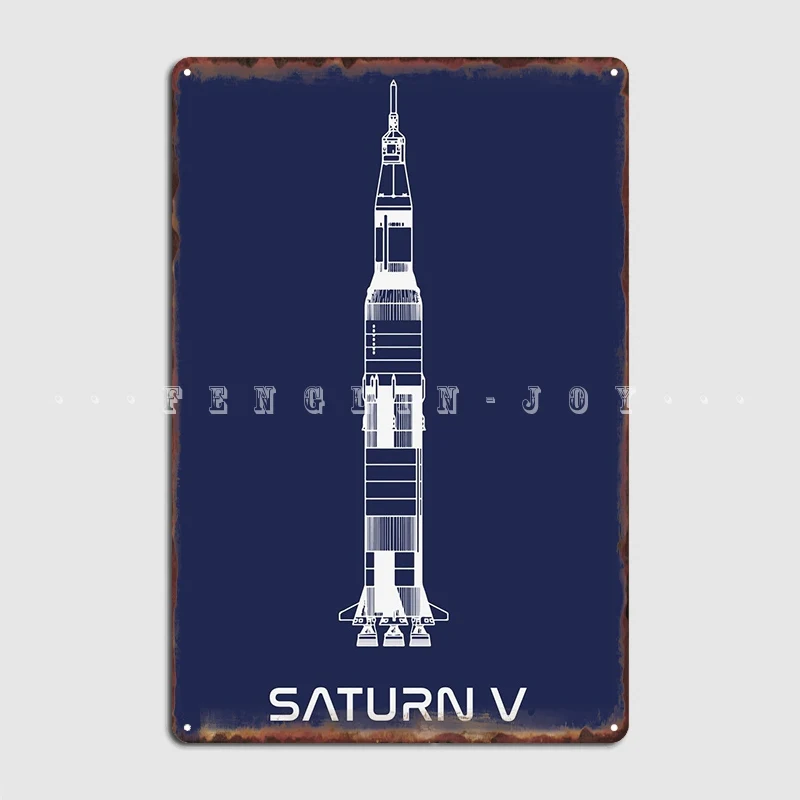 Apollo 11 Saturn V Rocket Metal Sign Wall Decor Cave Pub Designing Club Tin Sign Poster