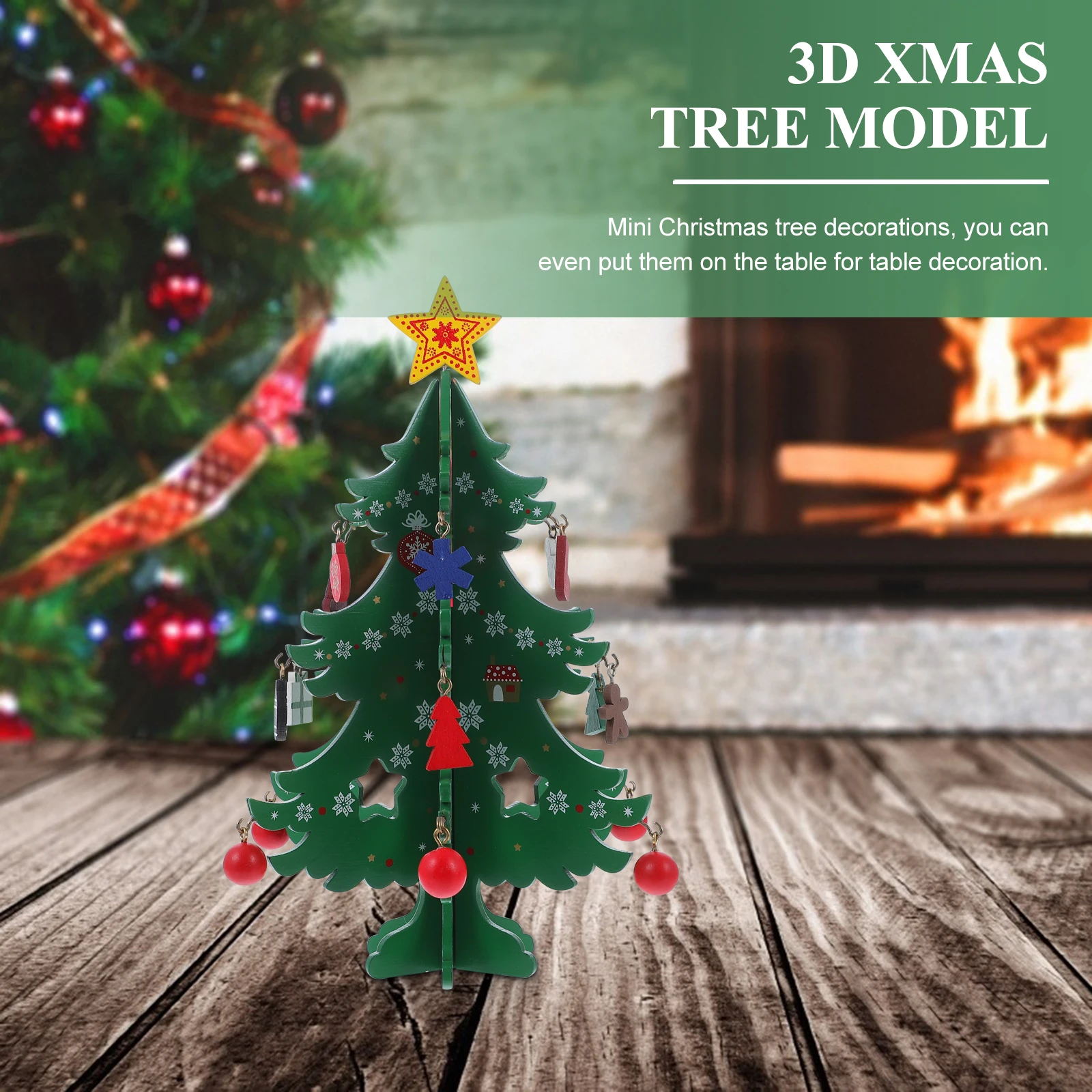 

Mini Wooden Christmas Tree Decor Up Xmas Decoration for Tabletop Window Home Living Room Festive Party Display