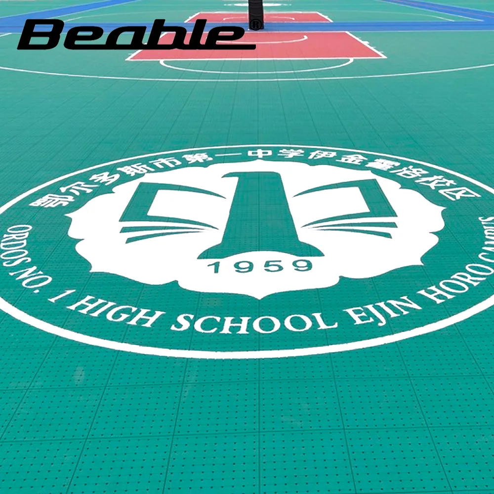 Beable Professional Backyard Sport Court، بلاط أرضيات TPE، خارجي، كرة سلة، نصف محكمة، 3x3، أرضية ناعمة