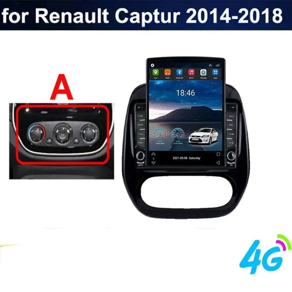 For Tesla Style 2 Din Android 13 Car Radio For Renault Captur 2014-2038 Multimedia Video Player GPS Stereo Carplay DSP RDS Camer