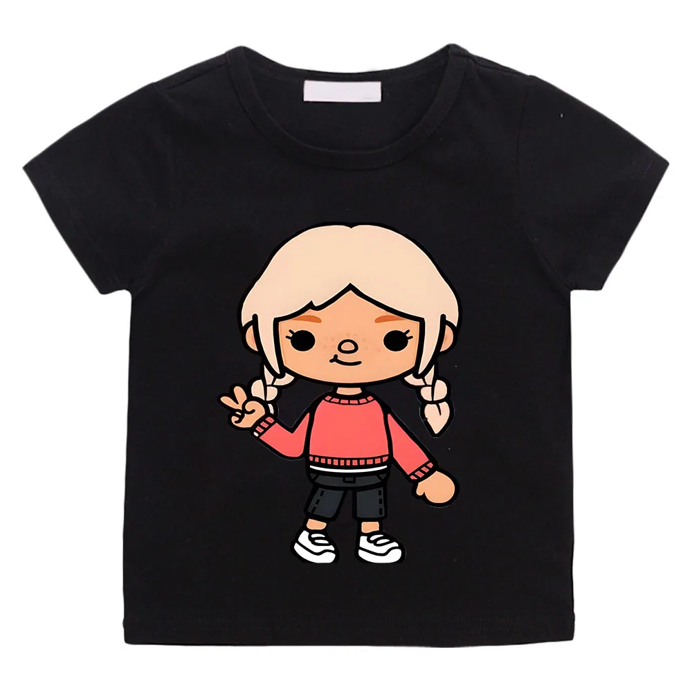 Детские футболки Toca Life World с мультяшным принтом для малышей, детские летние смешные футболки с рисунком аниме для мальчиков и девочек, топы в стиле Харадзюку С мангой и коротким рукавом
