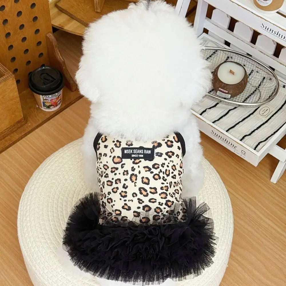 New Breathable Puppy Cat Slip Dress Summer Skin-friendly Pet Princess Dress Leopard Print Soft Dog Puffy Dress Pet Supplies