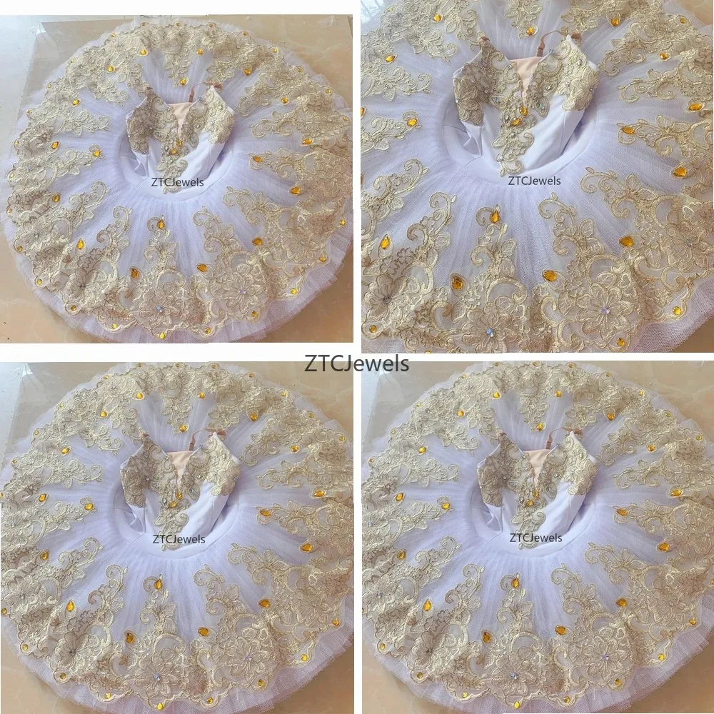 

Professional Gold Lace Ballet Tutu Costume for Kids Girls Women Adults Cosplay Party Dance Performance