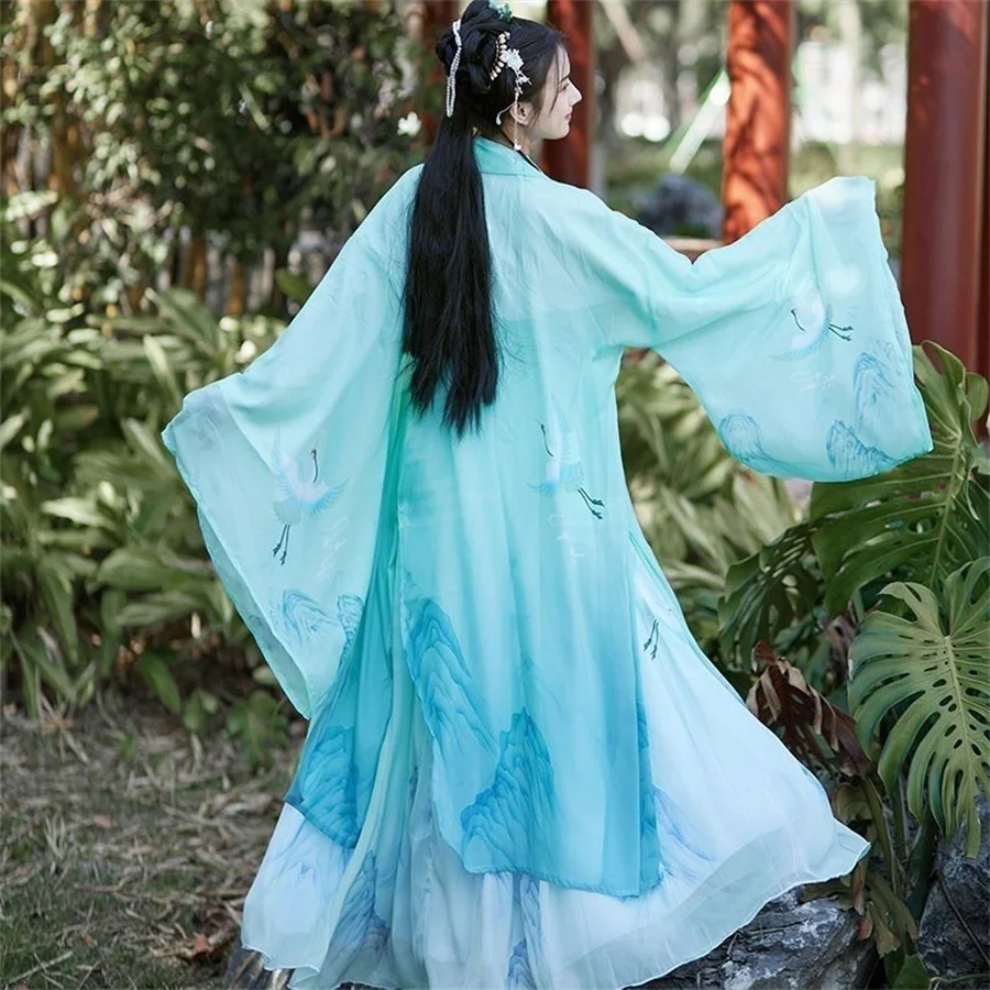 Chinese Style Women Oriental Vintage Hanfu Costumes Floral Embroidery Fairy Dresses Traditional Ancient Princess Daily Outfits