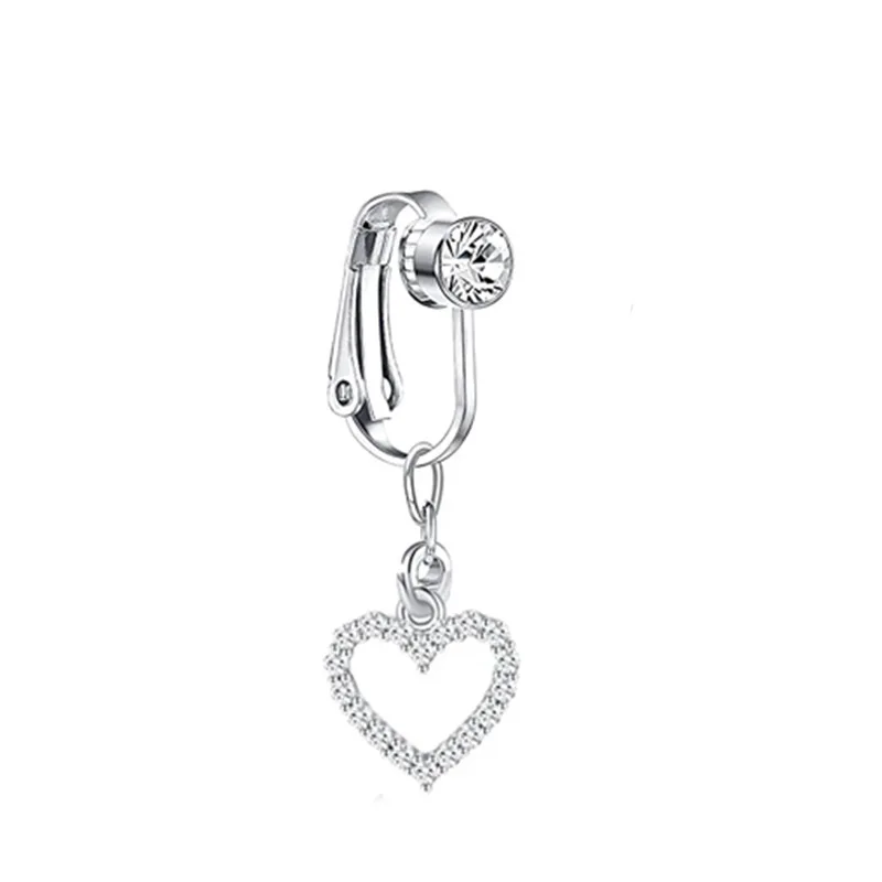 

New Zirconia Belly Button Ring Fake Navel Stud Jewelry Ear Decorations Clip-On Earrings ex Couple's Faion Accories