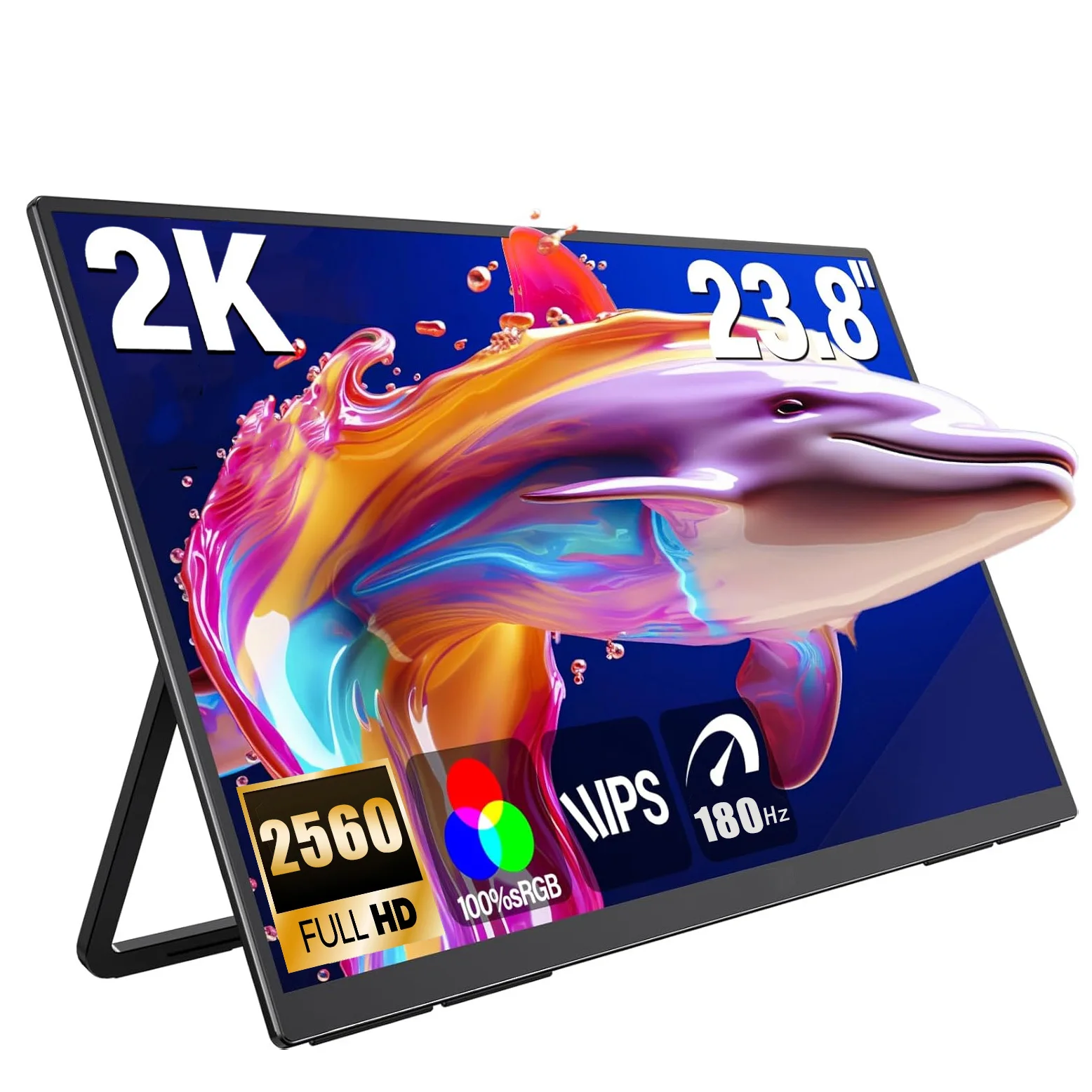 

Портативный монитор AHXJKA 2k 23,8 дюйма, 180 Гц с/178 ° Регулируемая подставка Type-C HDMI IPS для ухода за глазами Внешний компьютерный дисплей для портативных ПК