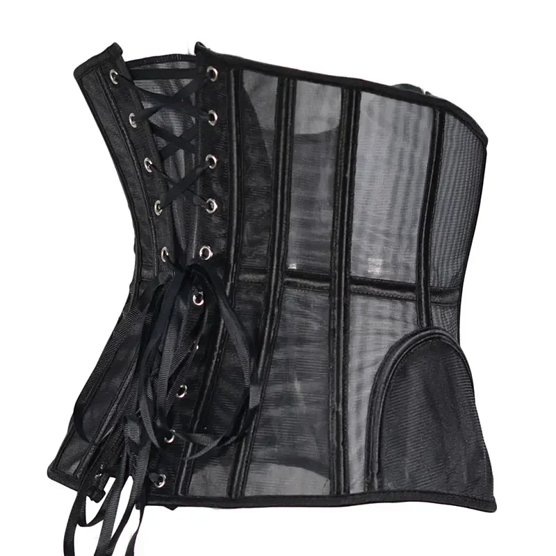 Сексуальный черный сетчатый дышащий корсет, женский бюстье на талии, формирователь тела для похудения, большие размеры, корсет под грудью, Клубная одежда