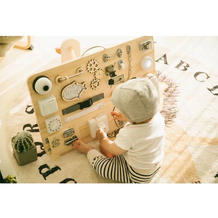Wooden Montessori busy board trend educational DIY toys preschoolers sensory indoor playground games