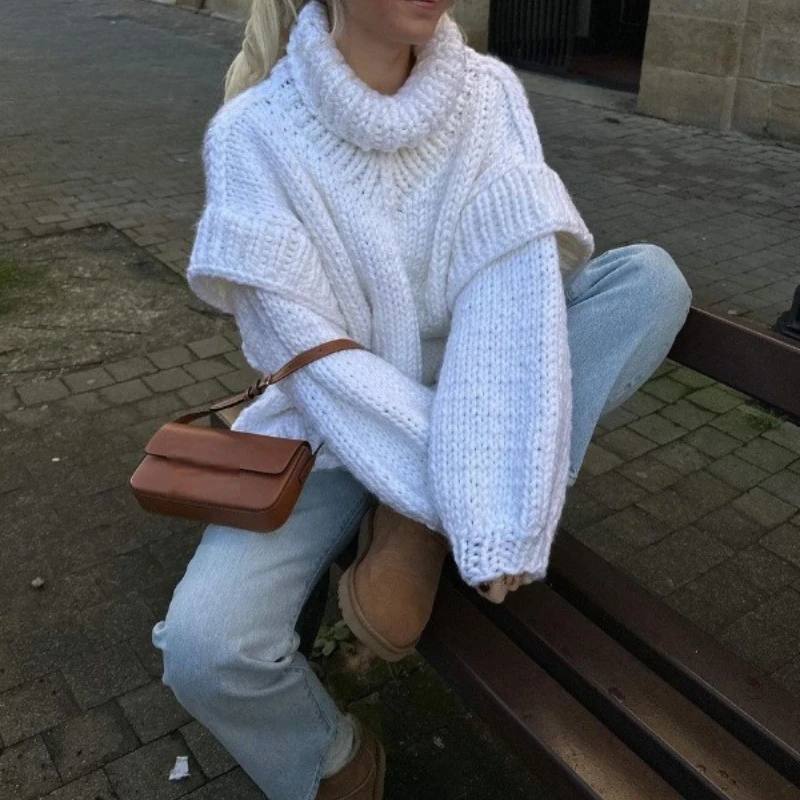 

Turtle Neck 2025 Autumn and Winter Loose Wear Lazy Wind Thick Sweater Women's Warm Loose Top